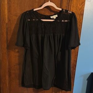 Indigo Rose Black Lace Detailing Blouse Size 2X